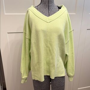 Aerie Light Green V-Neck Sweater